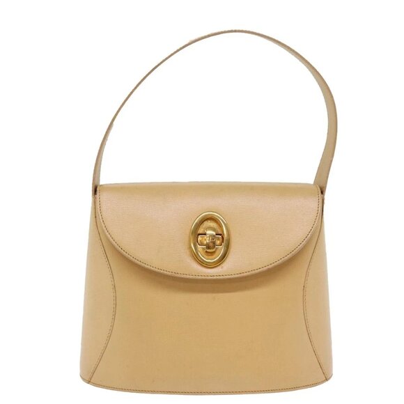 Christian Dior Hand Bag Leather Beige Auth 77004